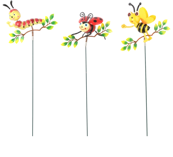 Vrtna dekoracija na zatiču – gosenica, pikapolonica ali čebela na vejici