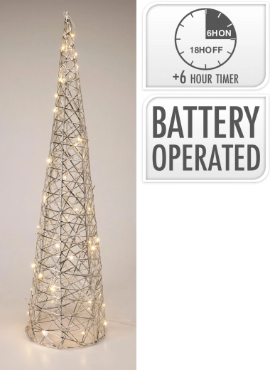 LED Pyramid Decoration with Timer, 60 cm, Silver