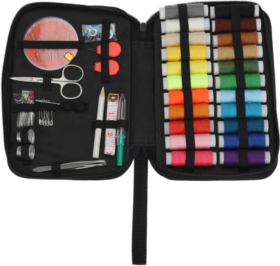 Prenosni komplet za šivanje v etuiju, 47 kosov
