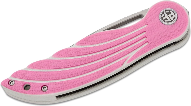 Ergonomic pink G10 handle with clip