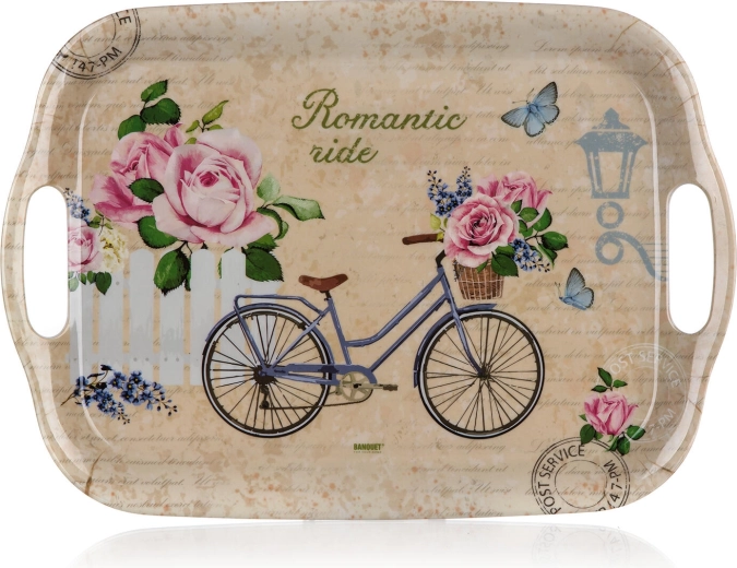 Melaminski servirni pladenj Romantic Ride 36 × 25,5 cm z ročaji