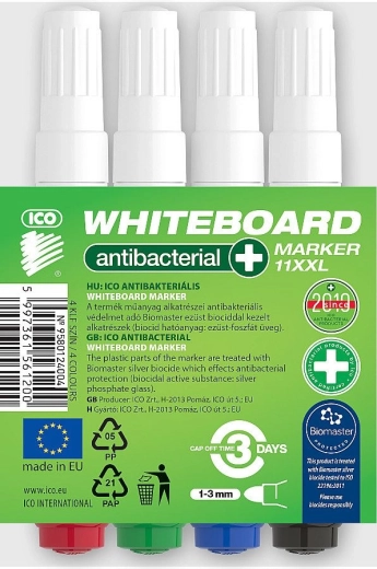 Antibakterijski flomastri za bele table ICO, komplet 4 barv