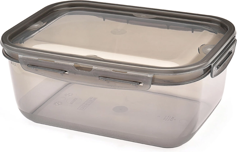 Pravokotna posoda Cadenza 4 l s klik zapiranjem, dimno prozorna plastika