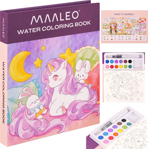 Water Coloring Book with Unicorn by Maaleo