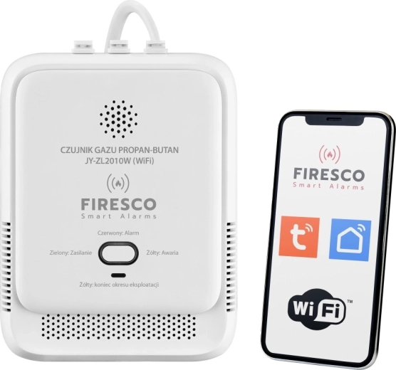 Firesco Wi‑Fi detektor plina LPG (propan in propan‑butan) Tuya/Smart Life