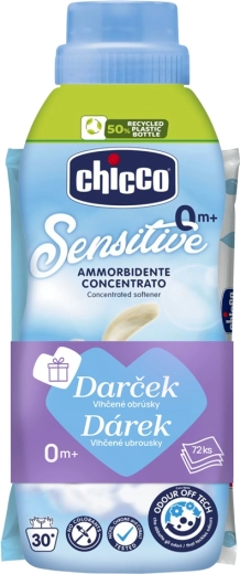 Chicco Baby Sensitive Sweet Talcum concentrated fabric softener 750 ml with 72 wet wipes