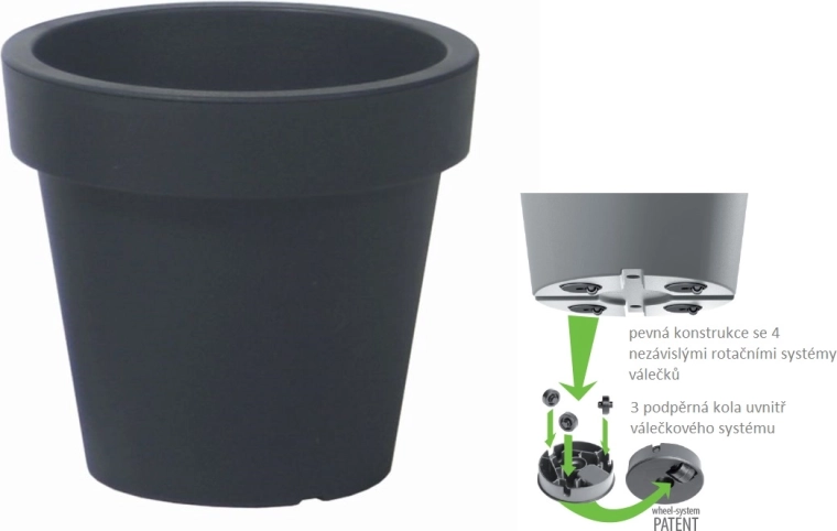Lonček za rože Lofly antracit 58,2 cm s kolesi