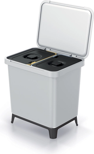 Dvo-komorni koš za odpadke 2×10 l, pepelnato siva