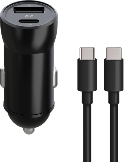 Maxlife avtomobilski polnilnik MXCC-04 20 W z USB-C in USB + kabel USB-C na USB-C 60 W