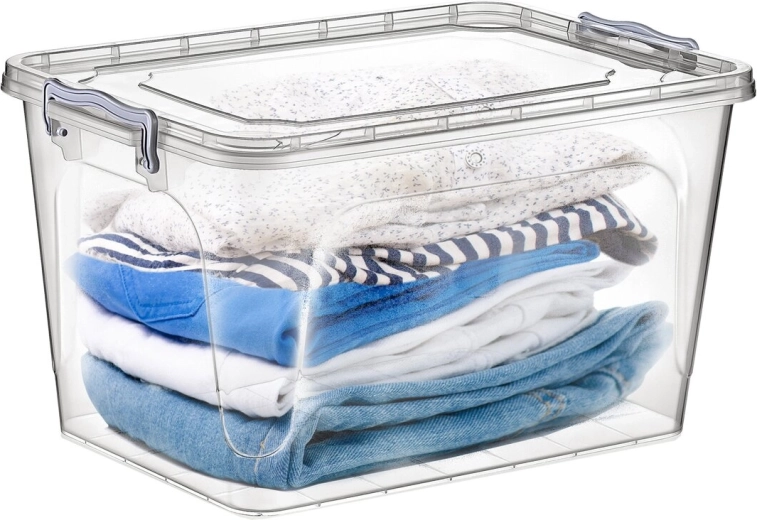 Transparent box with a secure lid