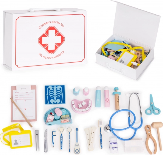 Wooden Doctor Kit in a Case for Kids, 34 Pieces
