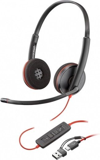 Stereo slušalke Blackwire 3220 z USB-C + USB-C/A Adapter
