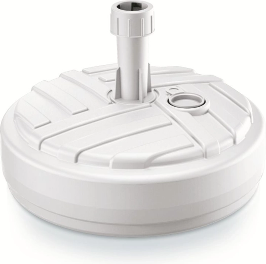 Podstavek za senčnik UMBRELLA, okrogel 39 cm, bel, imitacija ratana, polnljiv 10 l