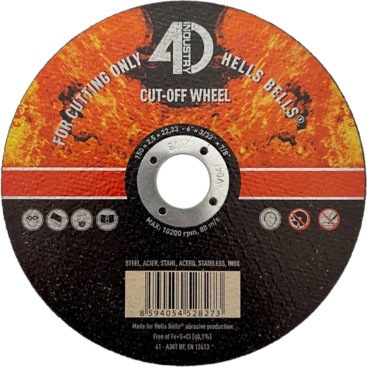 Rezalni kolut za jeklo in inox 150 × 2,5 × 22,2 mm HELLS BELLS