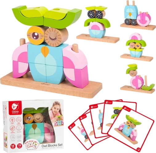 Kreativne lesene kocke 3D sova CLASSIC WORLD