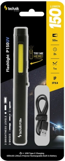 Polnilna svetilka z UV svetlobo 150 lm TECHNIK