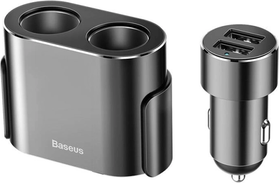 Baseus dvojni razdelilnik za vžigalnik s polnilnikom 2x USB 3,1 A, 100 W – črna