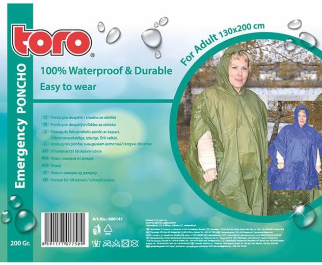 Pelerina pončo za odrasle TORO 130 × 200 cm