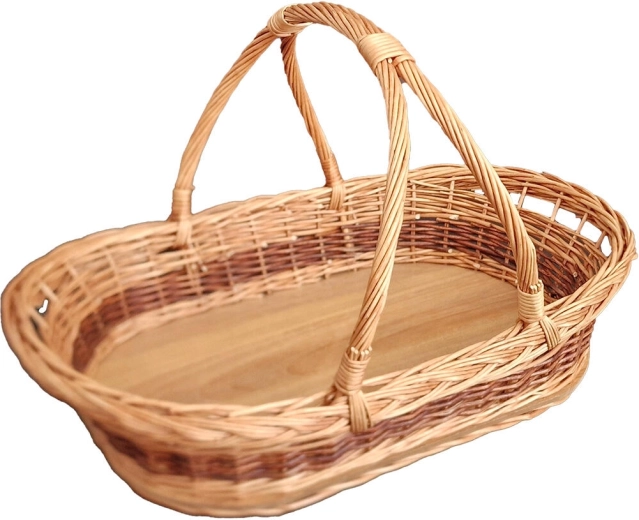 Pleteni pladenj z ročaji srednji 44 × 30 × 27 cm, lakiran