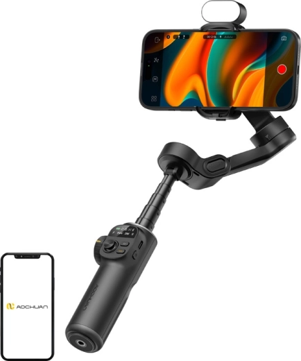 AOCHUAN Smart X2 smartphone stabilizer with RGB lighting, black