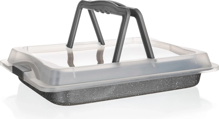Banquet pekač Granite s plastičnim pokrovom 42 × 29 × 4,5 cm