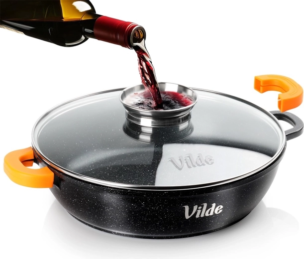 Globoka granitna ponev s steklenim pokrovom TERRUNA AROMA 24 cm, 2,1 l