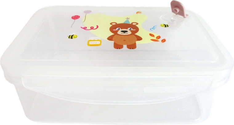 KITCHISIMO Plastic Food Container with Lid, 1.5 L, Teddy Bear