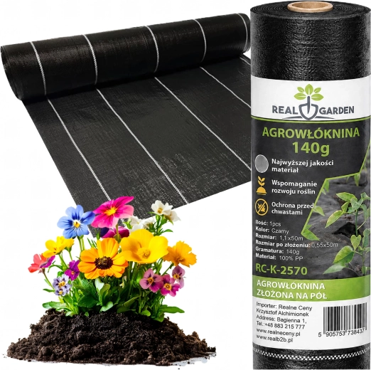 Črna agrotekstilna tkanina proti plevelu 140 g/m² 1,1 × 50 m (UV)