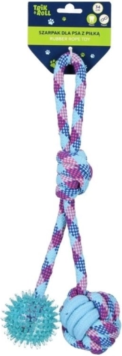 Dog tug toy with rubber ball - 1 piece