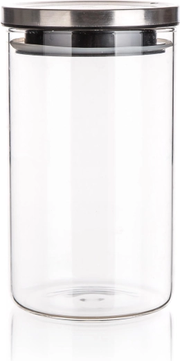 Steklena posoda FREIA okrogla 1,1 l z nerjavnim pokrovom