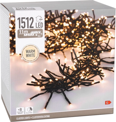 Christmas LED String 11 m, 1512 Warm White LEDs, IP44 with Timer
