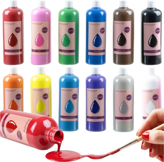 Plakatne barve Maaleo 12 × 500 ml – 12 kosov