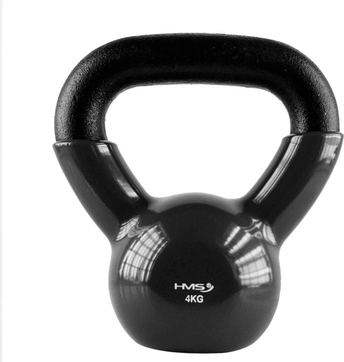 Kettlebell HMS 4 kg z vinilno prevleko, črn