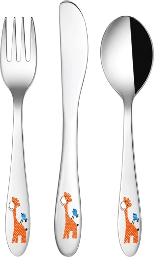 Children's stainless steel cutlery set Giraffe, 3 pieces