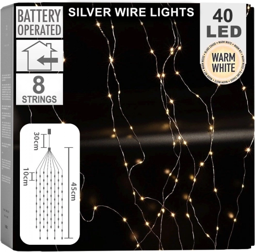 LED curtain string lights, 40 LEDs, 45 cm, warm white, battery-powered