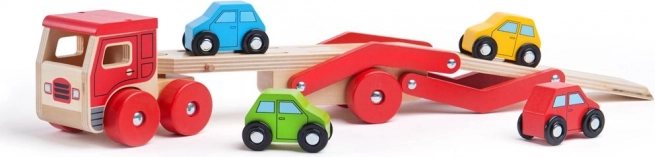 Leseni tovornjak z avtomobili Bigjigs Toys