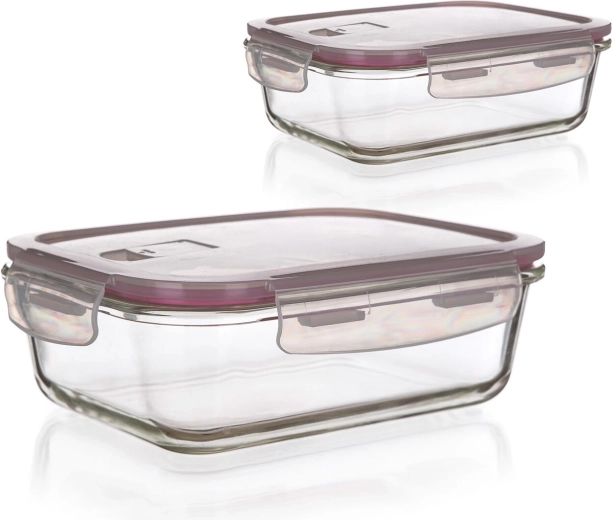 Komplet steklenih posod Lora pravokotnih 0,55 l in 0,95 l s PP pokrovi