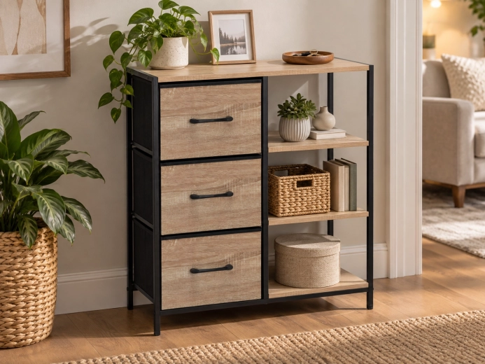 Modern combination of metal and wood-effect finish
