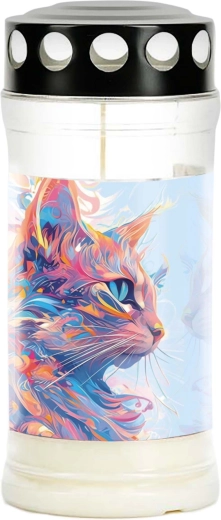 Nagrobna sveča Provence z motivom mačke – vzdržljivost 4 dni