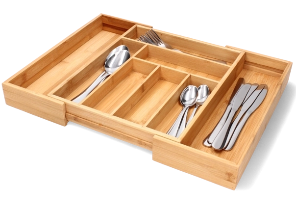 Raztegljiv bambusov organizator za pribor za predal