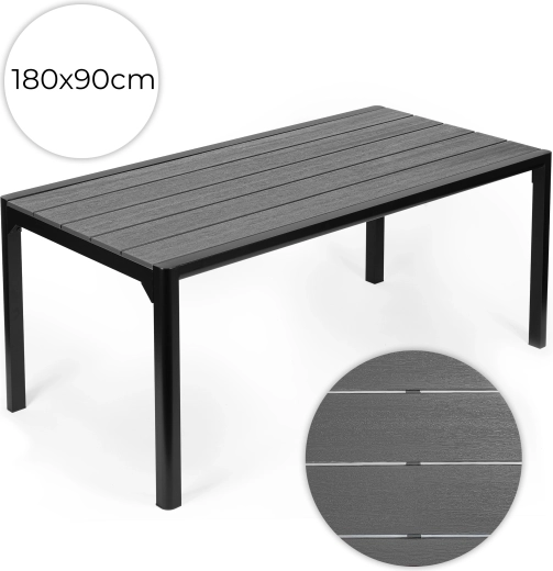 MultiGarden vrtna miza 180 × 90 cm s ploščo v sivem lesnem dekorju
