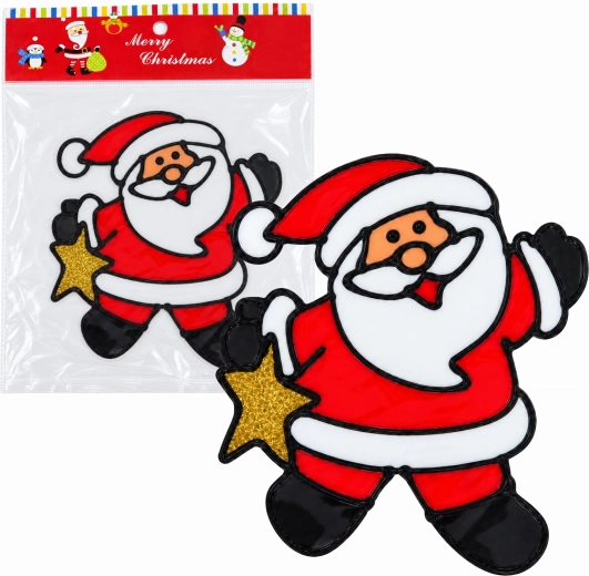 Christmas gel window sticker Santa Claus with a star - 1 piece