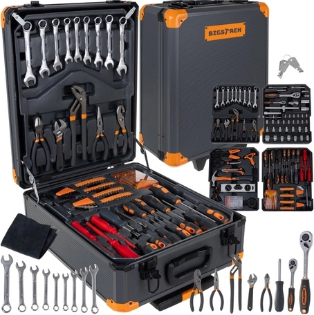 Set orodja BIGSTREN 1000 kos v aluminijastem kovčku na kolesih
