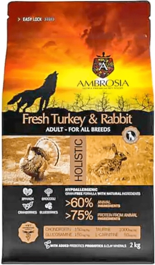 Ambrosia briketi za pse s puranjim in zajčjim mesom 2 kg