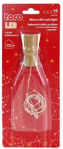 Dekorativni svetlobni niz za steklenico s plutastim zamaškom TORO, 10 LED, toplo bela