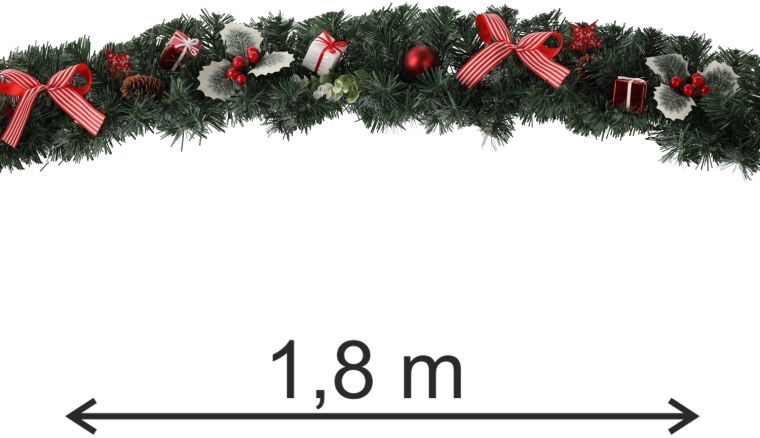 Božična girlanda 1,8 m v rdeči barvi z motivom bodike