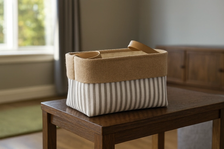 Tekstilna shranjevalna košara s črtami 20 × 30 × 18 cm