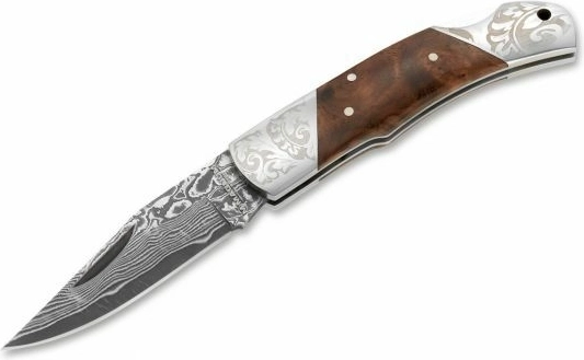 Magnum Damascus Duke žepni nož iz damaščanega jekla z ročajem iz koreninskega lesa