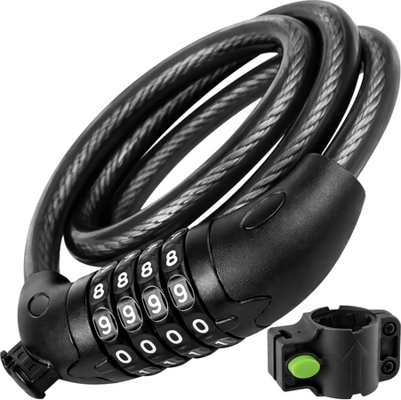 Kolesarska ključavnica TRIZAND s številčno kodo, jeklenica 120 cm, 13,5 mm