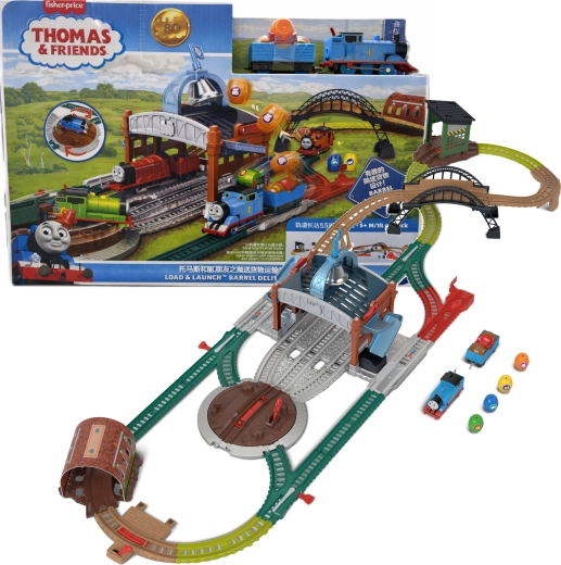Fisher-Price Tomáš in prijatelji železniška proga Dostava sodov naloži in izstreli z lokomotivo Tomáš